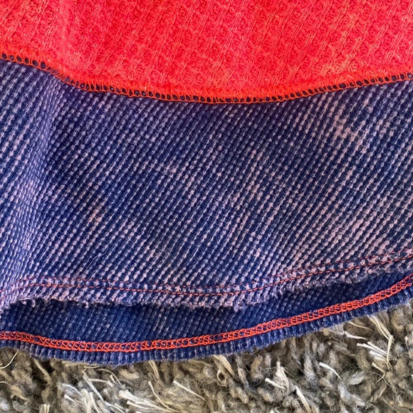 We the Free Color Block Patchwork Waffle Knit Top Scoop Neck Red Blue Size XS - Picture 3 of 6